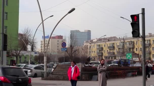 Ulice Ulaanbaatar Hlavní Město Mongolska Kolem Března 2019 — Stock video