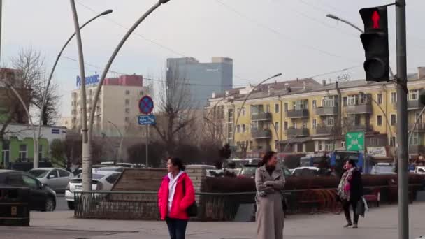 Trafic Routier Oulan Bator Capitale Mongolie Vers Mars 2019 — Video