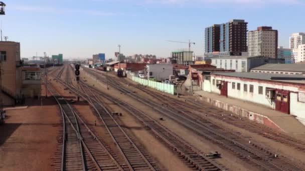 Railway Station Ulaanbaatar Capital Mongolia Circa March 2019 Seen Overhead — Stock Video