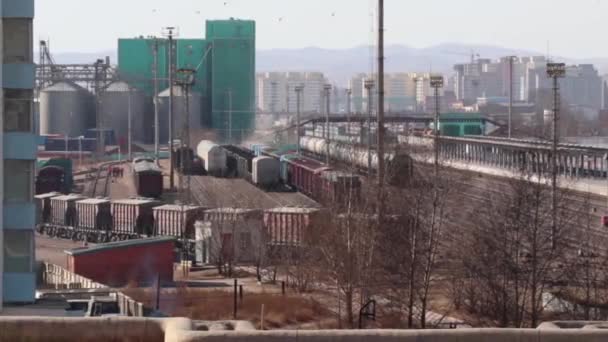 Station Ulaanbaatar Hoofdstad Van Mongolië Circa Maart 2019 Gezien Vanaf — Stockvideo