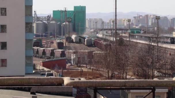 Железнодорожный Вокзал Улан Баторе Столице Монголии Примерно Марте 2019 Года — стоковое видео