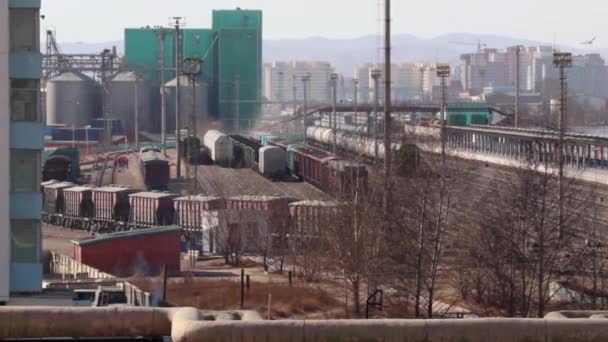 Nádraží Ulaanbaatar Hlavním Městě Mongolska Asi Březen 2019 Jak Vidět — Stock video