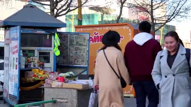 Straßenszene Ulan Bator Der Hauptstadt Der Mongolei März 2019 — Stockvideo