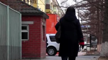 Moğolistan 'ın başkenti Ulaanbaatar' daki sokak sahnesi, yaklaşık Mart 2019.