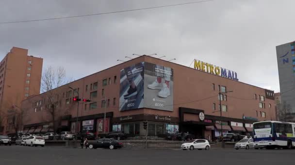 Street Traffic Metro Mall Department Store Ulaanbaatar Capital Mongolia Circa — Stock Video