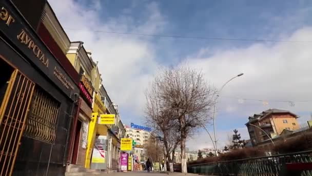 Straßenszene Ulan Bator Der Hauptstadt Der Mongolei März 2019 — Stockvideo