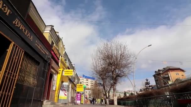Cena Rua Ulaanbaatar Capital Mongólia Por Volta Março 2019 — Vídeo de Stock