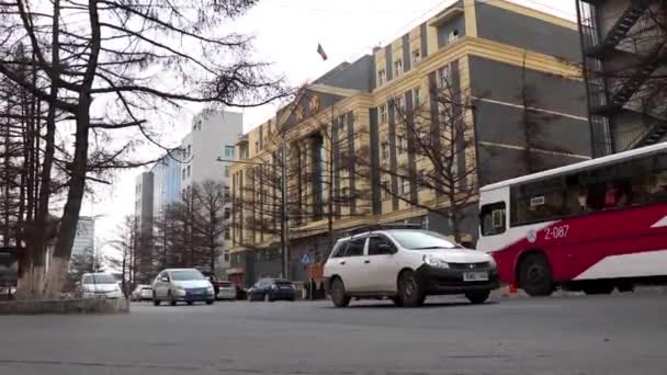 Straßenszene Ulan Bator Der Hauptstadt Der Mongolei März 2019 — Stockvideo