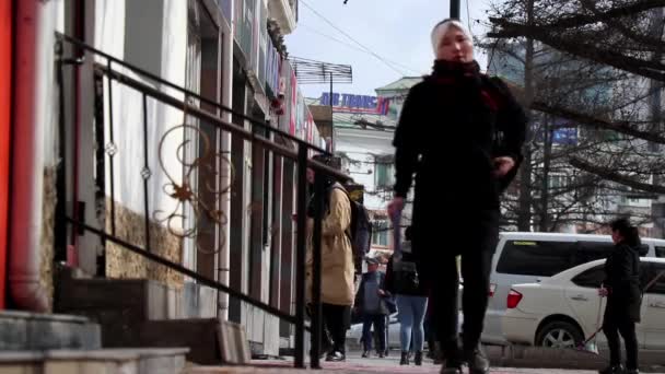 Уличная Сцена Улан Баторе Столице Монголии Около Марта 2019 Года — стоковое видео
