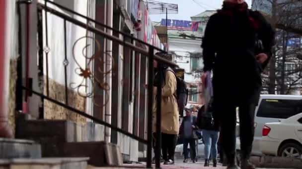 Pouliční Scéna Ulaanbaataru Hlavním Městě Mongolska Kolem Března 2019 — Stock video