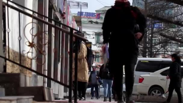 Street Scene Ulaanbaatar Πρωτεύουσα Της Μογγολίας Γύρω Στο Μάρτιο 2019 — Αρχείο Βίντεο