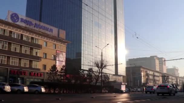 Scena Uliczna Ulaanbaatar Stolicy Mongolii Około Marca 2019 — Wideo stockowe