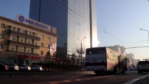Street Scene Ulaanbaatar Capital Mongolia Circa March 2019 — Stock Video