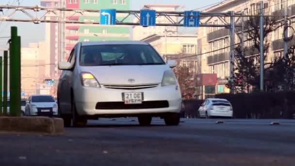 Scena Strada Ulaanbaatar Capitale Della Mongolia Circa Marzo 2019 — Video Stock