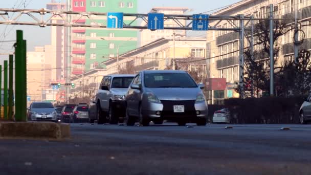 Straßenszene Ulan Bator Der Hauptstadt Der Mongolei März 2019 — Stockvideo