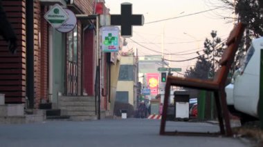 Moğolistan 'ın başkenti Ulaanbaatar' daki sokak sahnesi, yaklaşık Mart 2019.