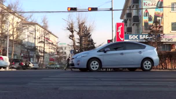 Traffico Stradale Ulaanbaatar Capitale Della Mongolia Circa Marzo 2019 — Video Stock