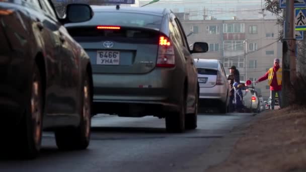 Tráfego Rua Ulaanbaatar Capital Mongólia Por Volta Março 2019 — Vídeo de Stock