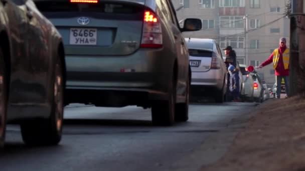 Tráfego Rua Ulaanbaatar Capital Mongólia Por Volta Março 2019 — Vídeo de Stock