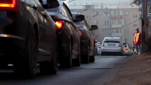 Moğolistan Başkenti Ulaanbaatar Sokak Trafiği Yaklaşık Mart 2019 — Stok video