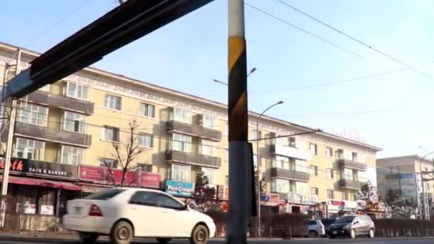 Tráfico Callejero Ulán Bator Capital Mongolia Alrededor Marzo 2019 — Vídeos de Stock