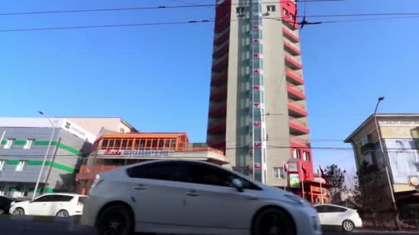 Street Traffic Ulaanbaatar Capital Mongolia Circa March 2019 — Stock Video