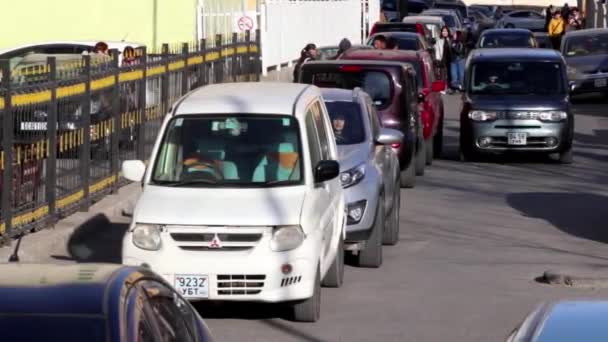 Straßenszene Ulan Bator Der Hauptstadt Der Mongolei März 2019 — Stockvideo