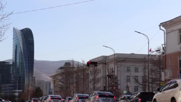 Trafic Routier Oulan Bator Capitale Mongolie Vers Mars 2019 — Video