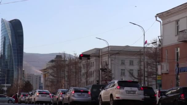 Trafic Routier Oulan Bator Capitale Mongolie Vers Mars 2019 — Video