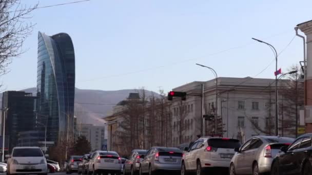 Utcai Forgalom Ulaanbaatarban Mongólia Fővárosában 2019 Március — Stock videók