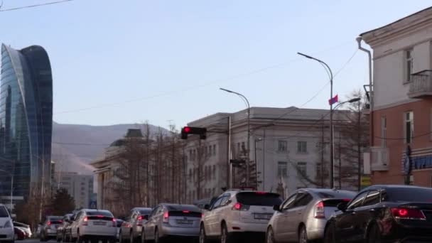 Trafic Routier Oulan Bator Capitale Mongolie Vers Mars 2019 — Video