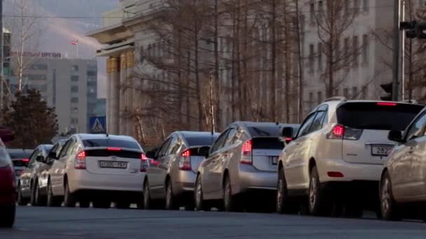 Traficul Stradal Ulaanbaatar Capitala Mongoliei Aproximativ Martie 2019 — Videoclip de stoc