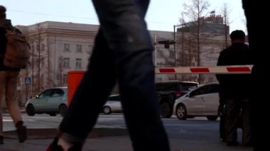 Moğolistan 'ın başkenti Ulaanbaatar' da sokak trafiği, yaklaşık Mart 2019