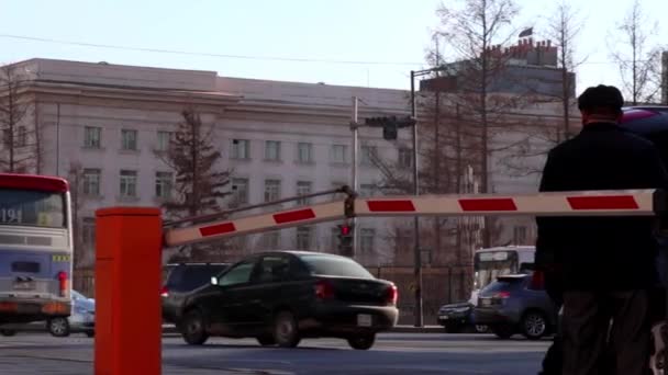 Traffico Stradale Ulaanbaatar Capitale Della Mongolia Circa Marzo 2019 — Video Stock