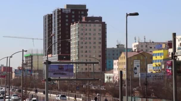 Edifícios Centro Cidade Ulaanbaatar Capital Mongólia Visto Memorial Zaisan Por — Vídeo de Stock