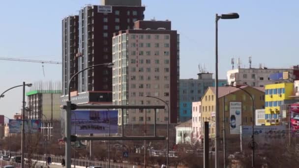 Edifícios Centro Cidade Ulaanbaatar Capital Mongólia Visto Memorial Zaisan Por — Vídeo de Stock