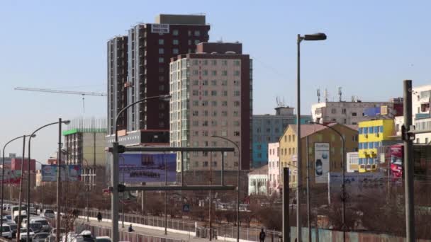 Épületek Ulaanbaatar Belvárosában Mongólia Fővárosában Zaisan Emlékműből Nézve 2019 Március — Stock videók