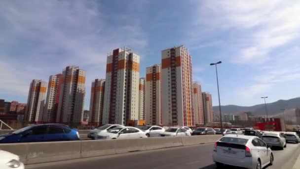 Street Traffic Ulaanbaatar Capital Mongolia Circa March 2019 — Stock Video