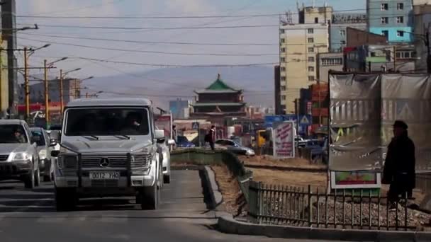 Trafic Routier Oulan Bator Capitale Mongolie Vers Mars 2019 — Video