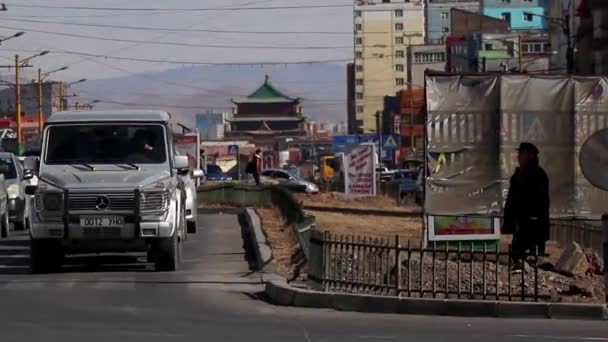 Ulice Ulaanbaatar Hlavní Město Mongolska Kolem Března 2019 — Stock video