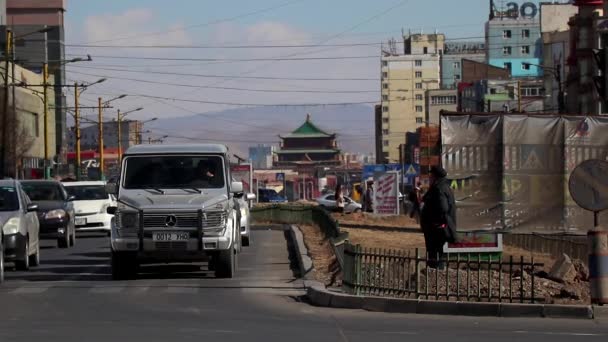 Trafic Routier Oulan Bator Capitale Mongolie Vers Mars 2019 — Video