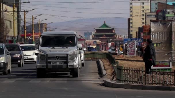 Ulice Ulaanbaatar Hlavní Město Mongolska Kolem Března 2019 — Stock video