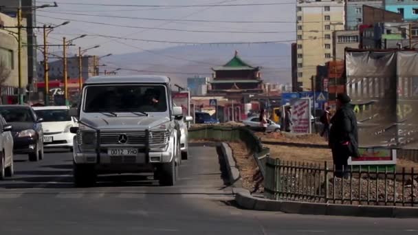 Trafic Routier Oulan Bator Capitale Mongolie Vers Mars 2019 — Video