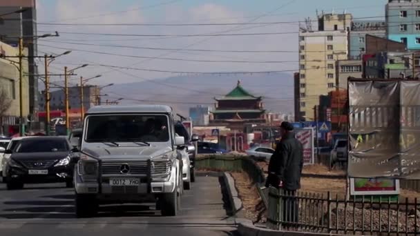 Ulice Ulaanbaatar Hlavní Město Mongolska Kolem Března 2019 — Stock video