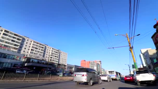 Straatverkeer Ulaanbaatar Hoofdstad Van Mongolië Circa Maart 2019 — Stockvideo