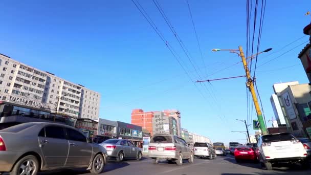 Street Traffic Ulaanbaatar Capital Mongolia Circa March 2019 — Stock Video