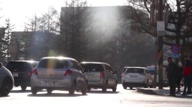 Moğolistan 'ın başkenti Ulaanbaatar' da sokak trafiği, yaklaşık Mart 2019