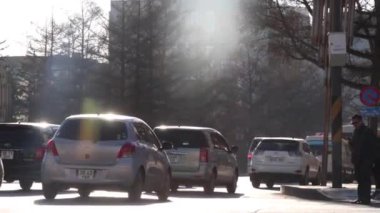 Moğolistan 'ın başkenti Ulaanbaatar' da sokak trafiği, yaklaşık Mart 2019