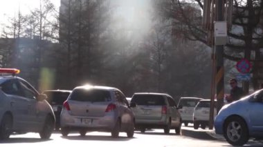Moğolistan 'ın başkenti Ulaanbaatar' da sokak trafiği, yaklaşık Mart 2019