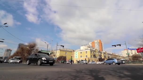 Traffico Stradale Ulaanbaatar Capitale Della Mongolia Circa Marzo 2019 — Video Stock